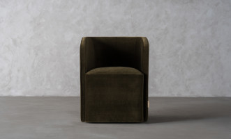 Aldo Wheeled Chair (Olive velvet)