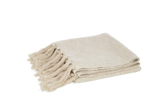 Beige Cotton Fringes Throw