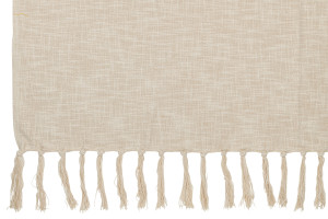 Beige Cotton Fringes Throw