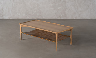 Naomi Coffee Table leather shelf