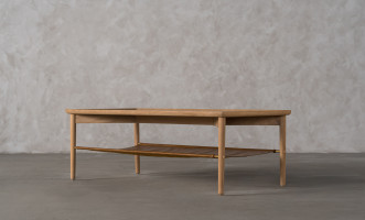 Naomi Coffee Table leather shelf