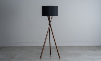 Cot Floor Lamp with Black Lampshade