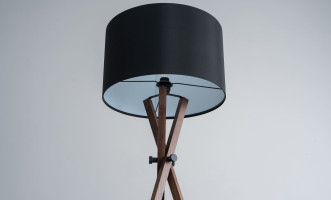 Cot Floor Lamp with Black Lampshade