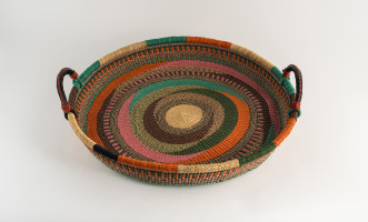 Large Woven Tray Ghana Pink/Aqua