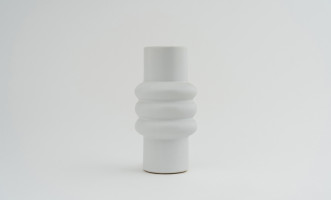 White Bamboo Vase H20 cm