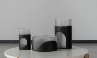 Circulo Vase Flat Glass Black/Tr