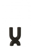 U Candle Holder Ceramic Black