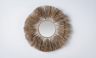 Alang-Alang Mirror Natural Round With Cotton Macrame Medium