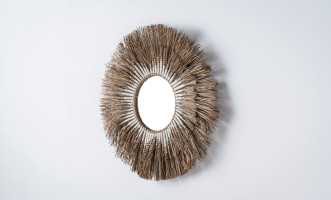 Alang-Alang Mirror Natural Round With Cotton Macrame Medium