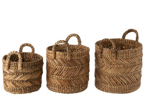 Baskets Braided Raffia Natural Set of 3