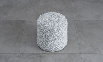 Terry Black and White Boucle Pouf