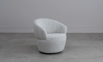 Chic Swivel Armchair Black and White Boucle