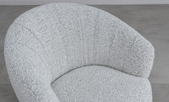 Chic Swivel Armchair Black and White Boucle