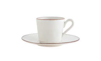 Tea Cup and Saucer Beja White-Red 190 ml