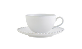 Pearl Tea Cup and Saucer cloud white 250 ml