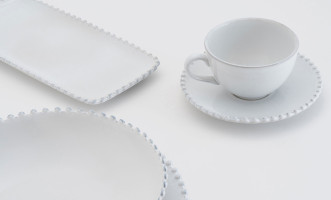 Pearl Tea Cup and Saucer cloud white 250 ml