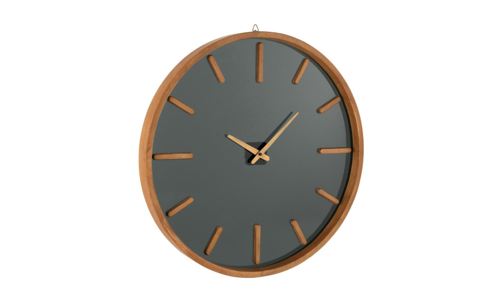 Wall Clock Round Wood/Glass L