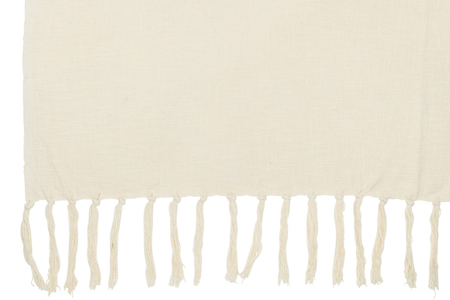 Ecru Cotton Fringes Throw