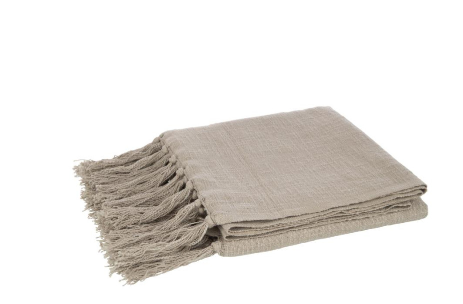 Taupe Cotton Fringes Throw