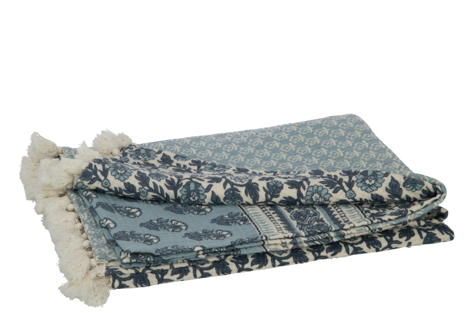 Flower Pattern Blue Throw