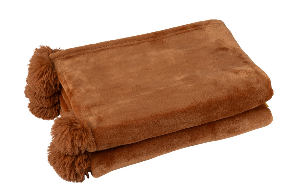 Rust Throw Pompom Polyester