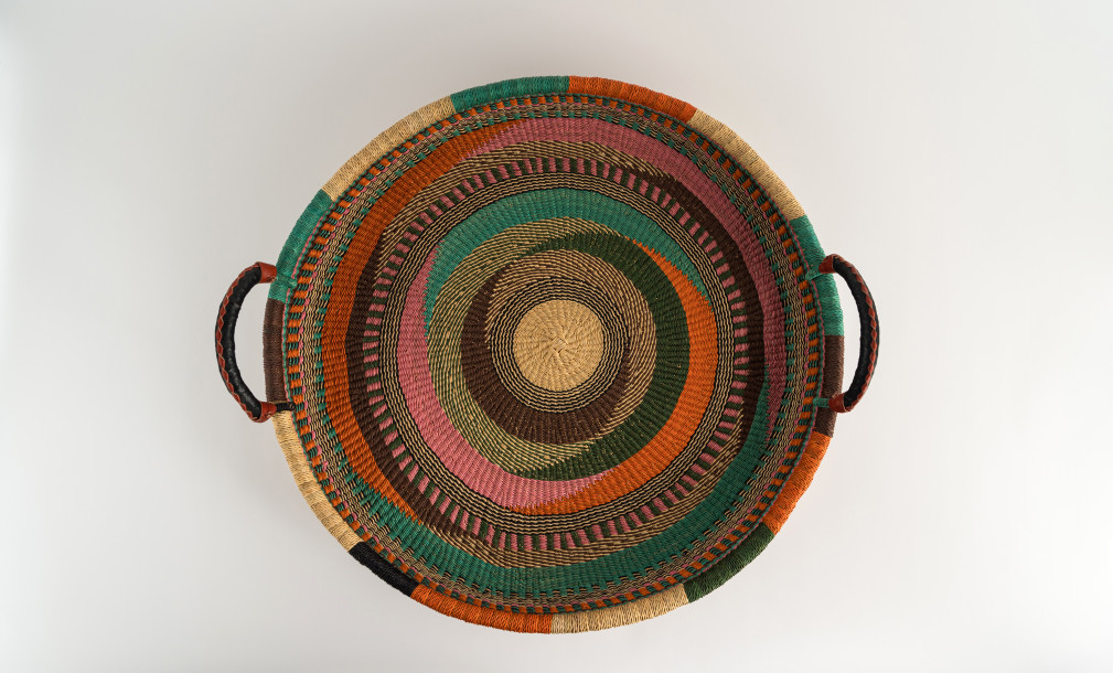 Large Woven Tray Ghana Pink/Aqua