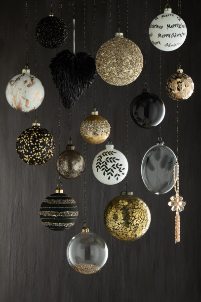 Box Of 4 Christmas Baubles Transparent Black M (10x10x10cm)