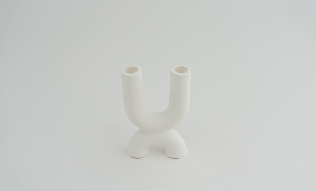 White Organic Candleholder