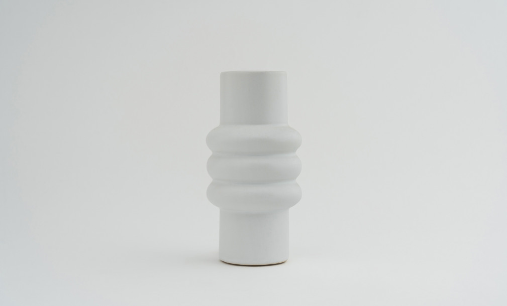 White Bamboo Vase H20 cm