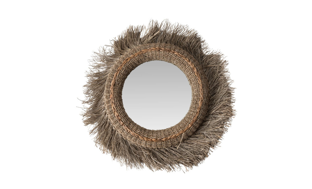 Mael Mirror Round Grass Natural