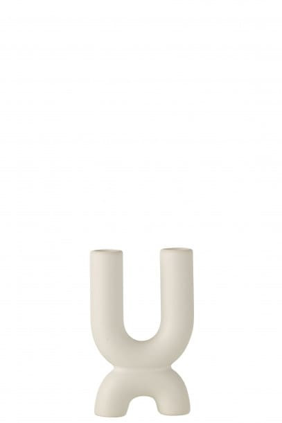 U Candle Holder Ceramic White