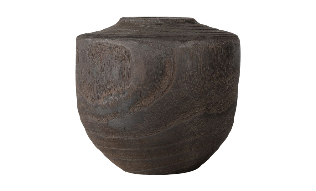 Vase Wood Black M