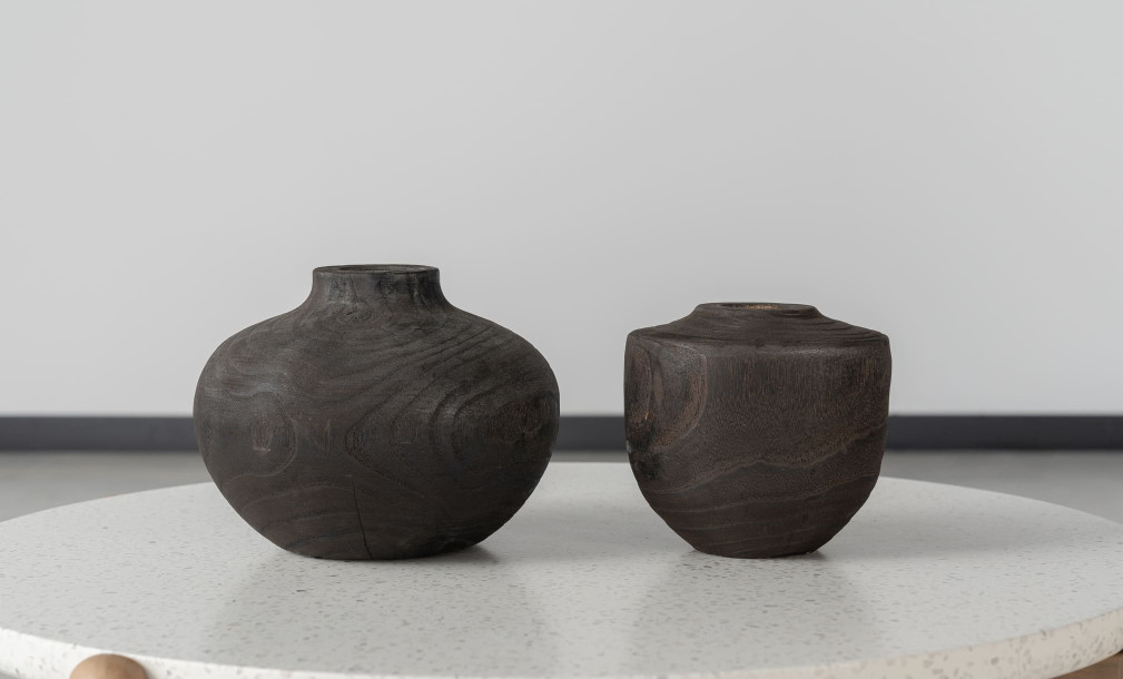 Wood Vase Black L