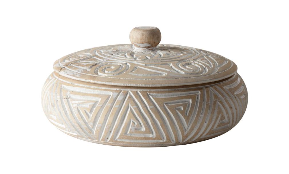 Wooden Carved Pot N1 large