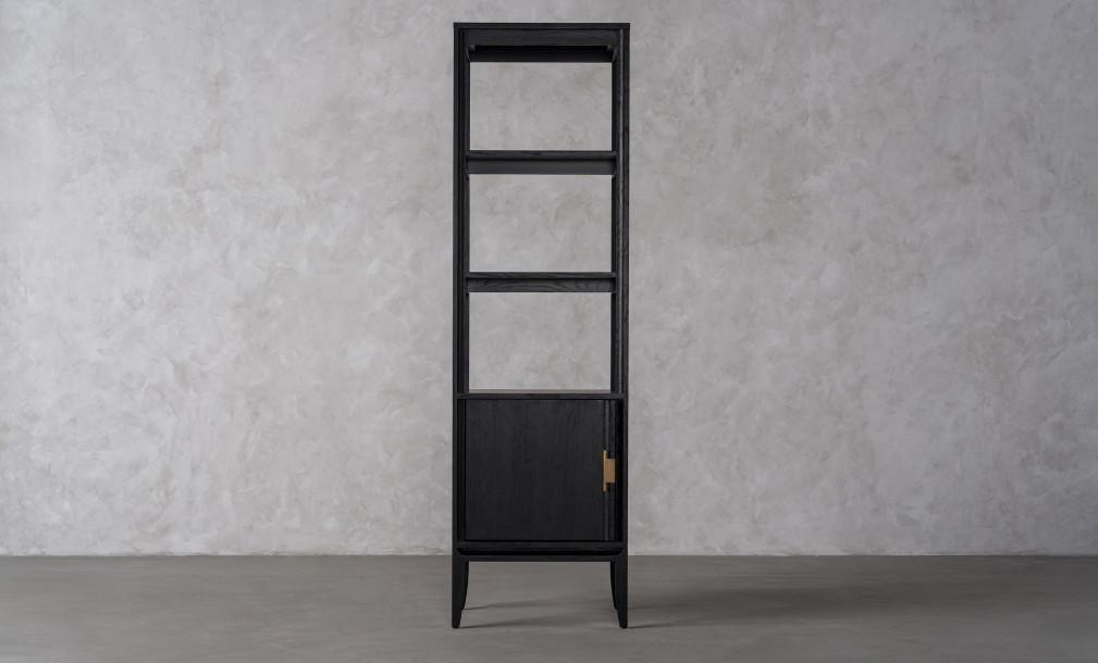 City Single vitrine left door Black Oak color