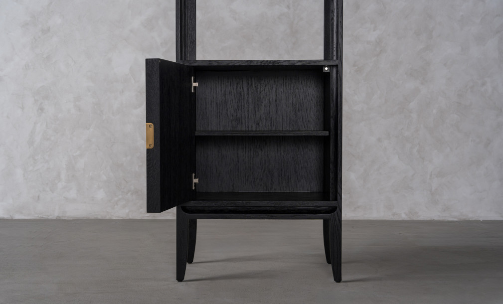 City Single vitrine left door Black Oak color