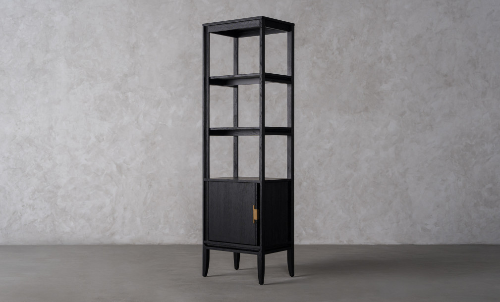 City Single vitrine left door Black Oak color