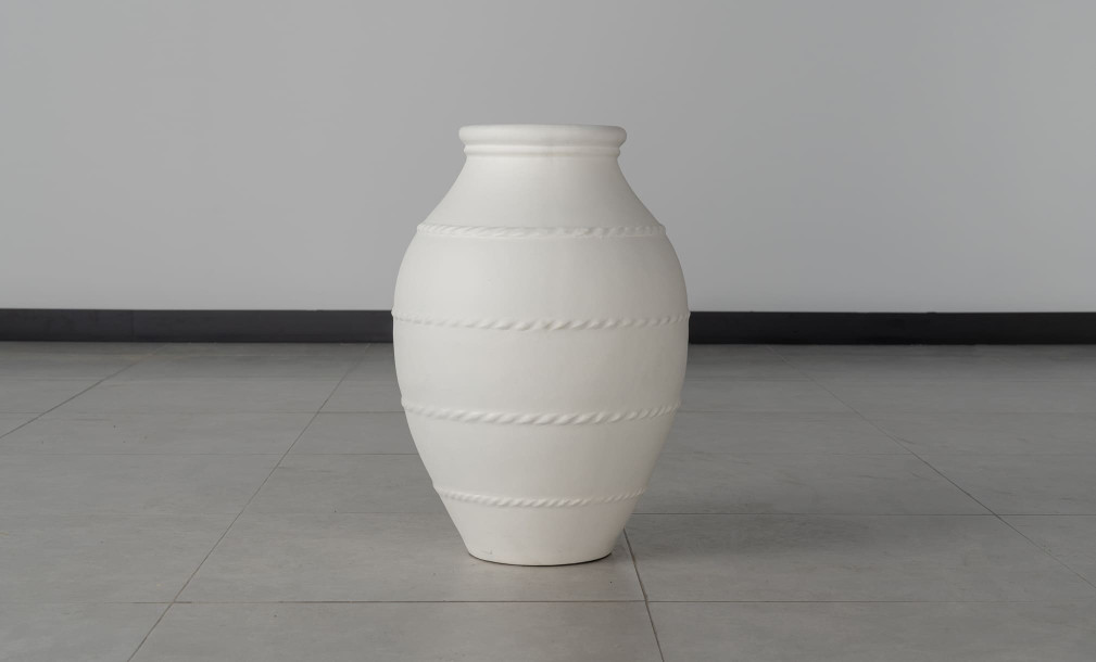 Vase Terracotta White With Motif Strip