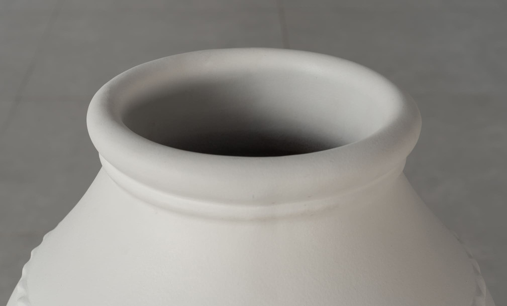 Vase Terracotta White With Motif Strip