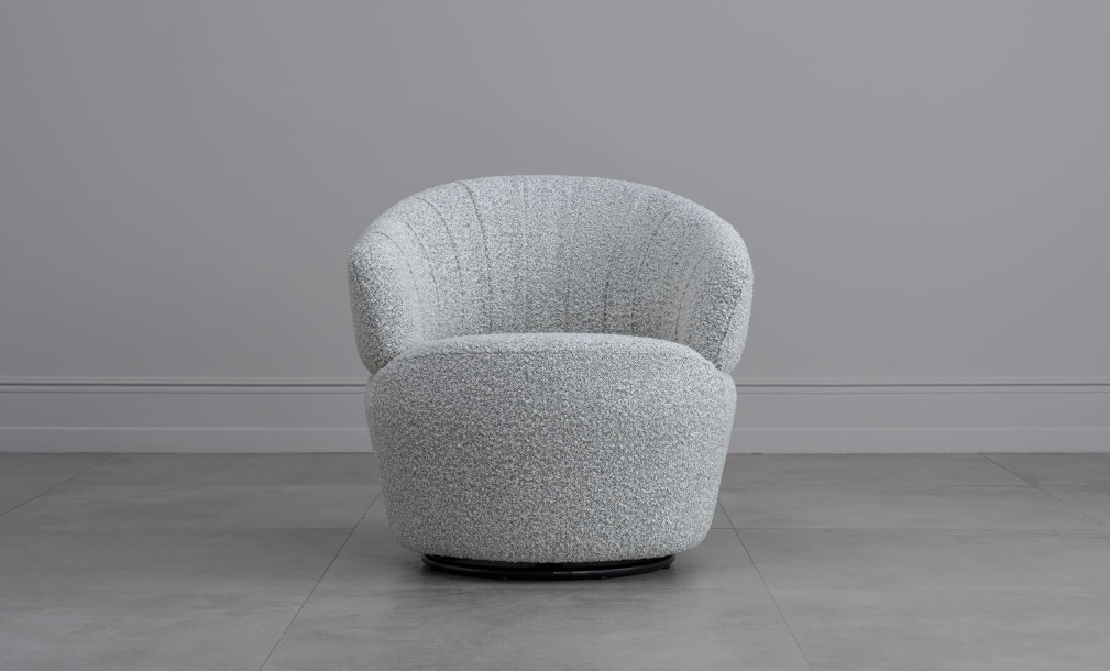 Chic Swivel Armchair Black and White Boucle