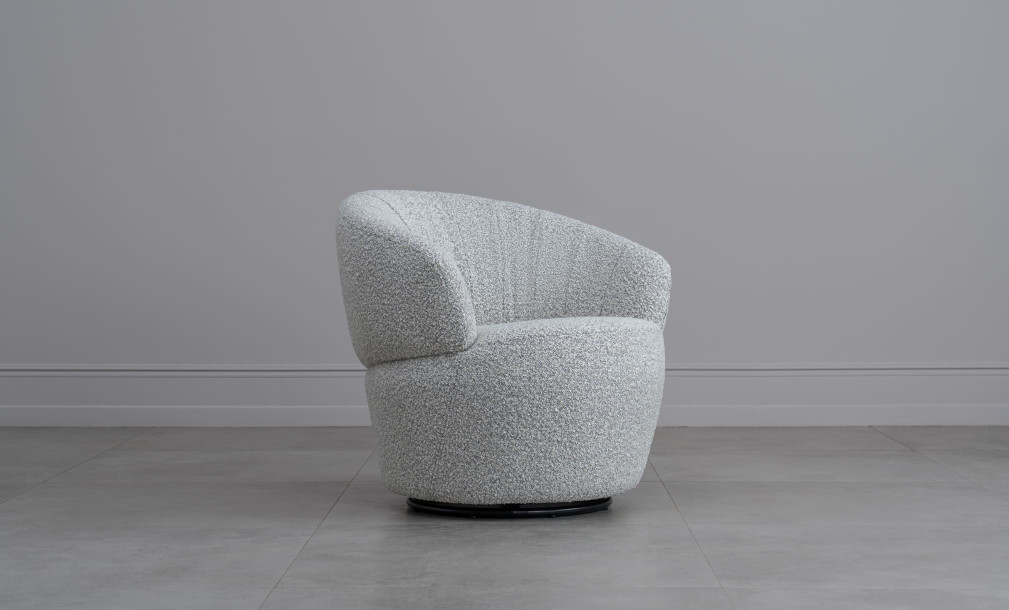 Chic Swivel Armchair Black and White Boucle