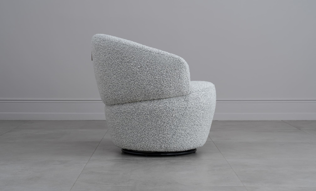 Chic Swivel Armchair Black and White Boucle