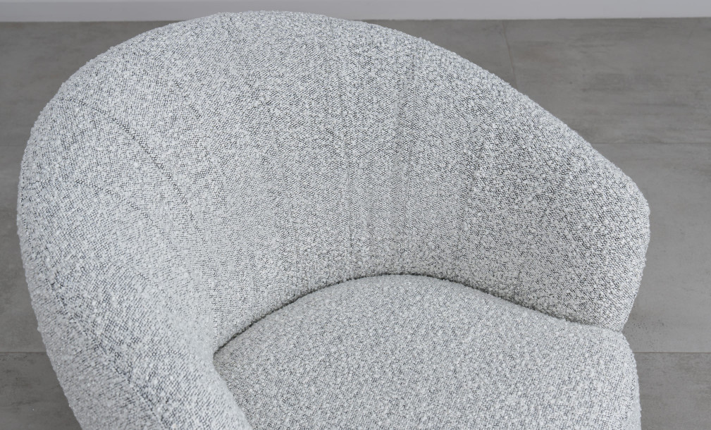 Chic Swivel Armchair Black and White Boucle