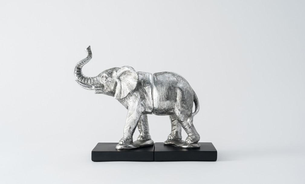 Elephant Silver Bookend