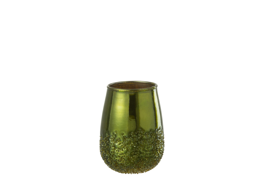 Tealight Holder Mirror Green Glass S