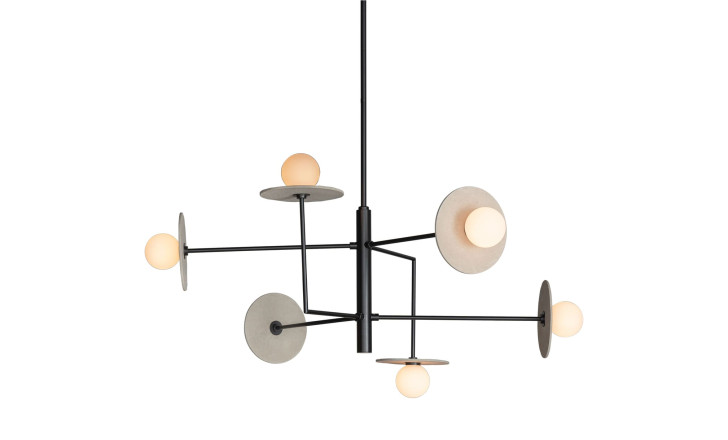 Miro Pendant Lamp Matt Black, Shades: Opal