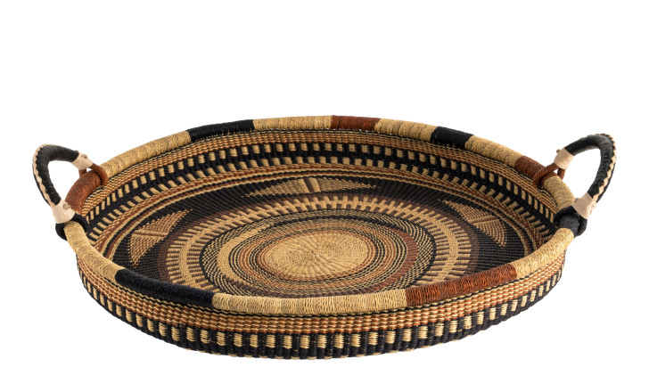 Large Woven Tray Ghana Multicolor Circle