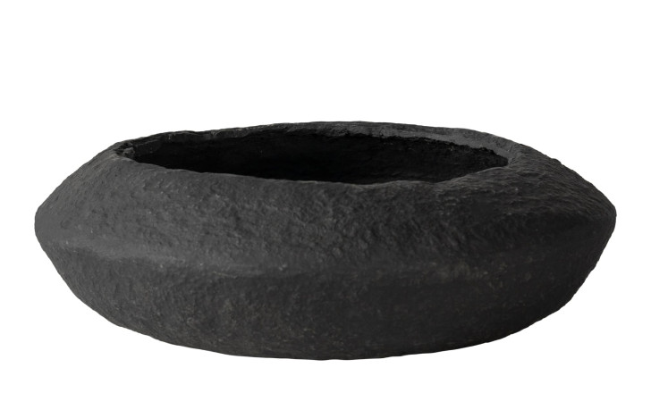 Bowl Round Paper Mache Black