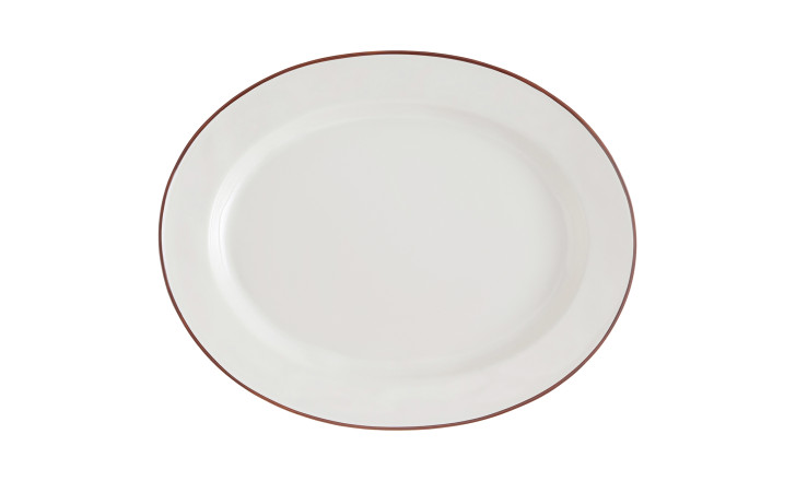 Oval Platter Beja White-Red 40 cm